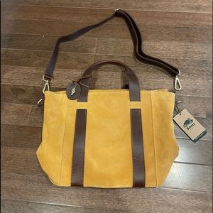 New! Roots Victoria Tote in Squash Yellow Leather